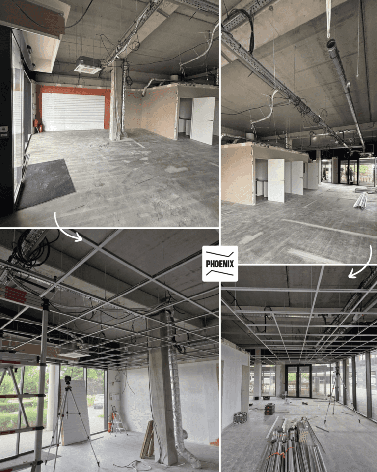 photo d'un chantier de rénovation d'une cellule commercial à Arras faux plafond peintures 2